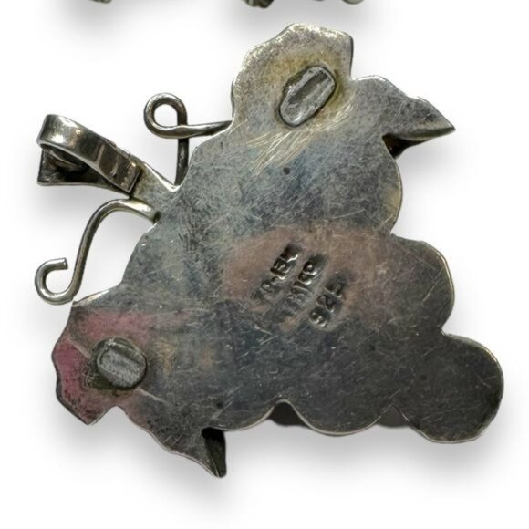 Vintage Mexican Sterling Grape Pendant & Earrings Set 925 Screwback - Picture 2 of 4